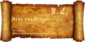 Miks Letícia névjegykártya